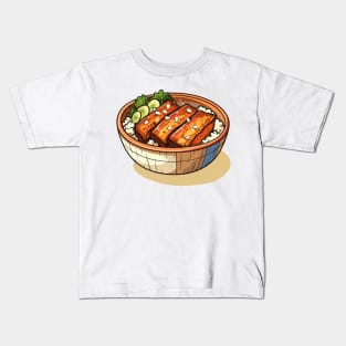 Satisfy your cravings with this mouth-watering unagidon grilled eel rice bowl Kids T-Shirt